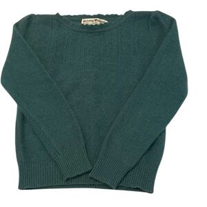 Jeanne Pierre size small long sleeve soft teal lambswool angora sweater EUC